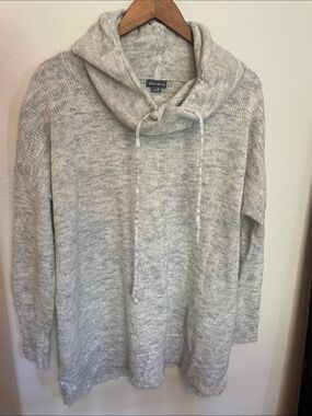 Eddie Bauer Heather Light Gray Cowl Neck Sweater